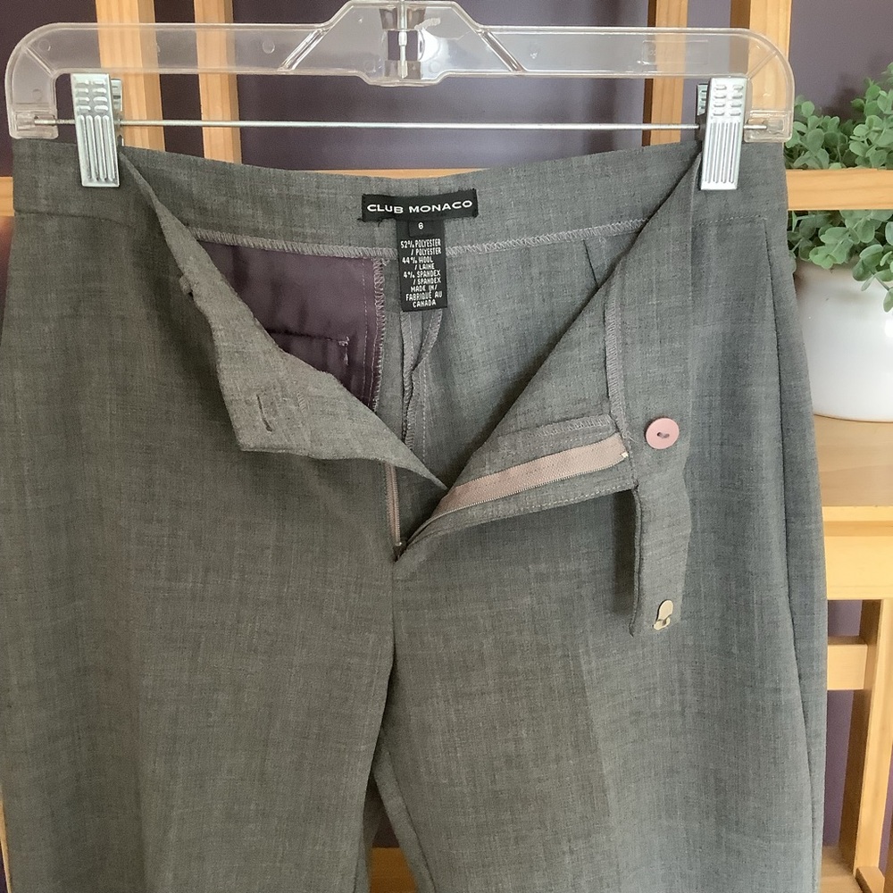 Vintage Y2K Club Monaco Grey Wool Straight Leg Ankle Length Pants Size 6 - Picture 3 of 9